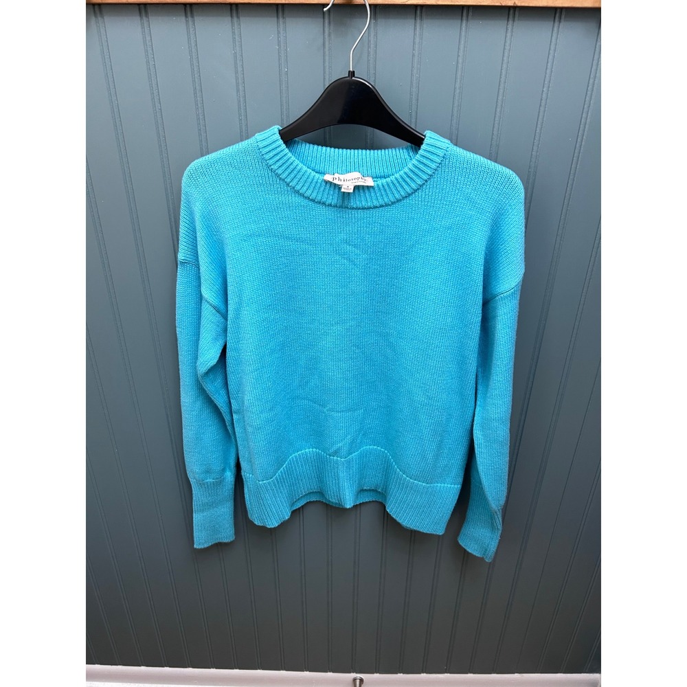 Philosophy Republic Clothing Blue Knit‎ Sweater Size S Crew Neck Pullover